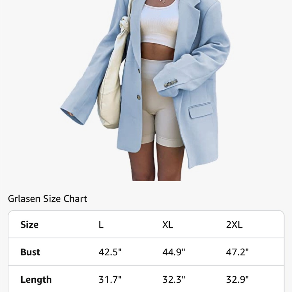 Classic Oversized Light Blue Blazer - Picture 4 of 6